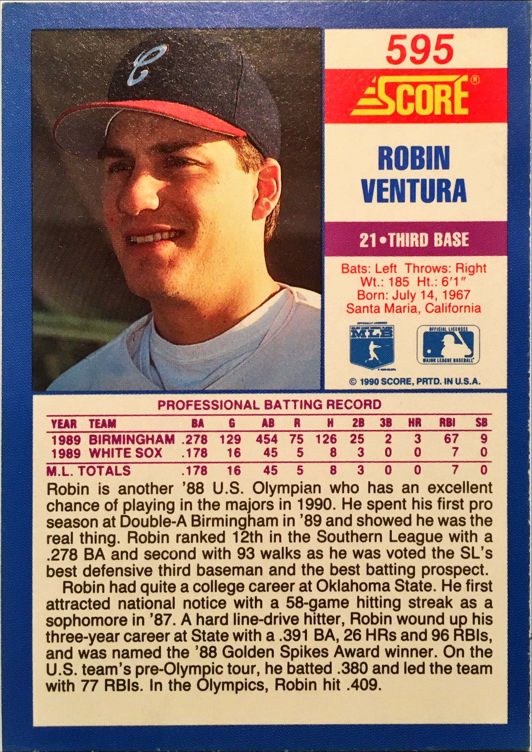 1990 Score  595 back image