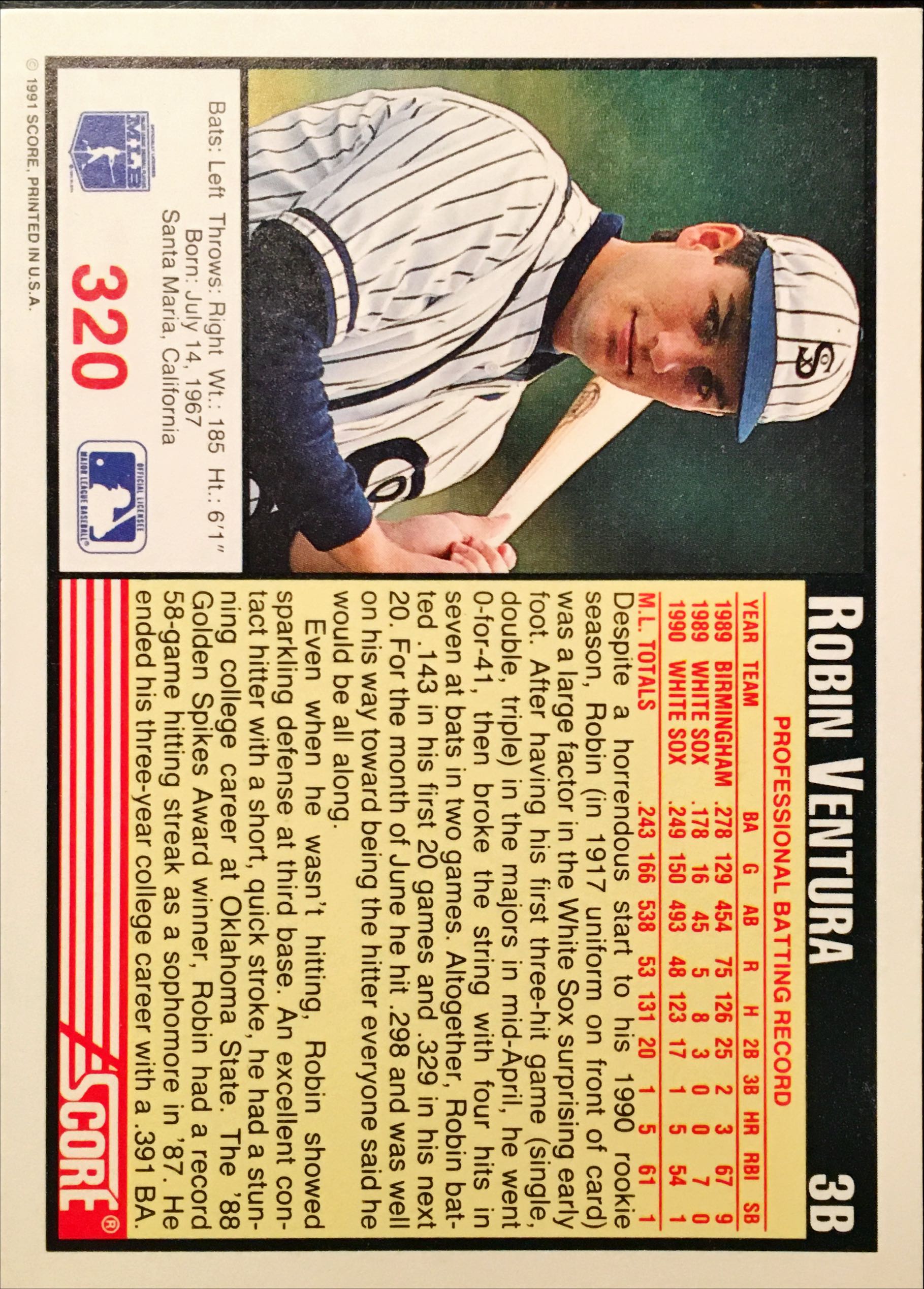 1991 Score  320 back image