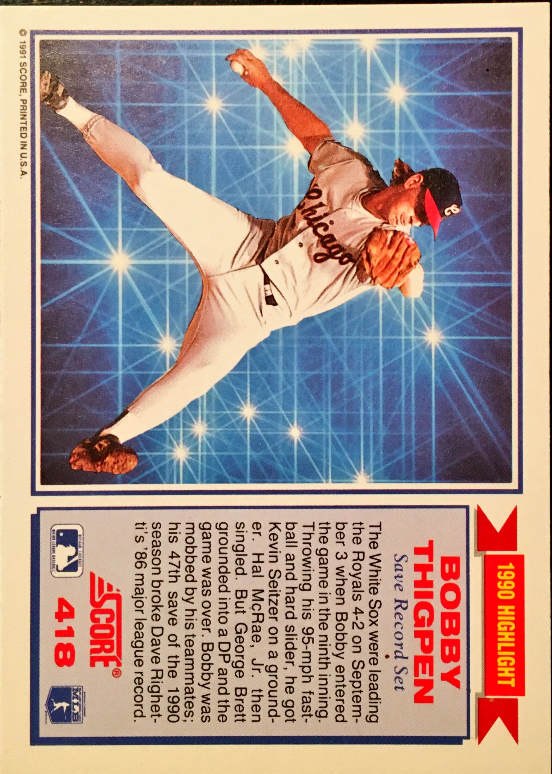 1991 Score  418 back image