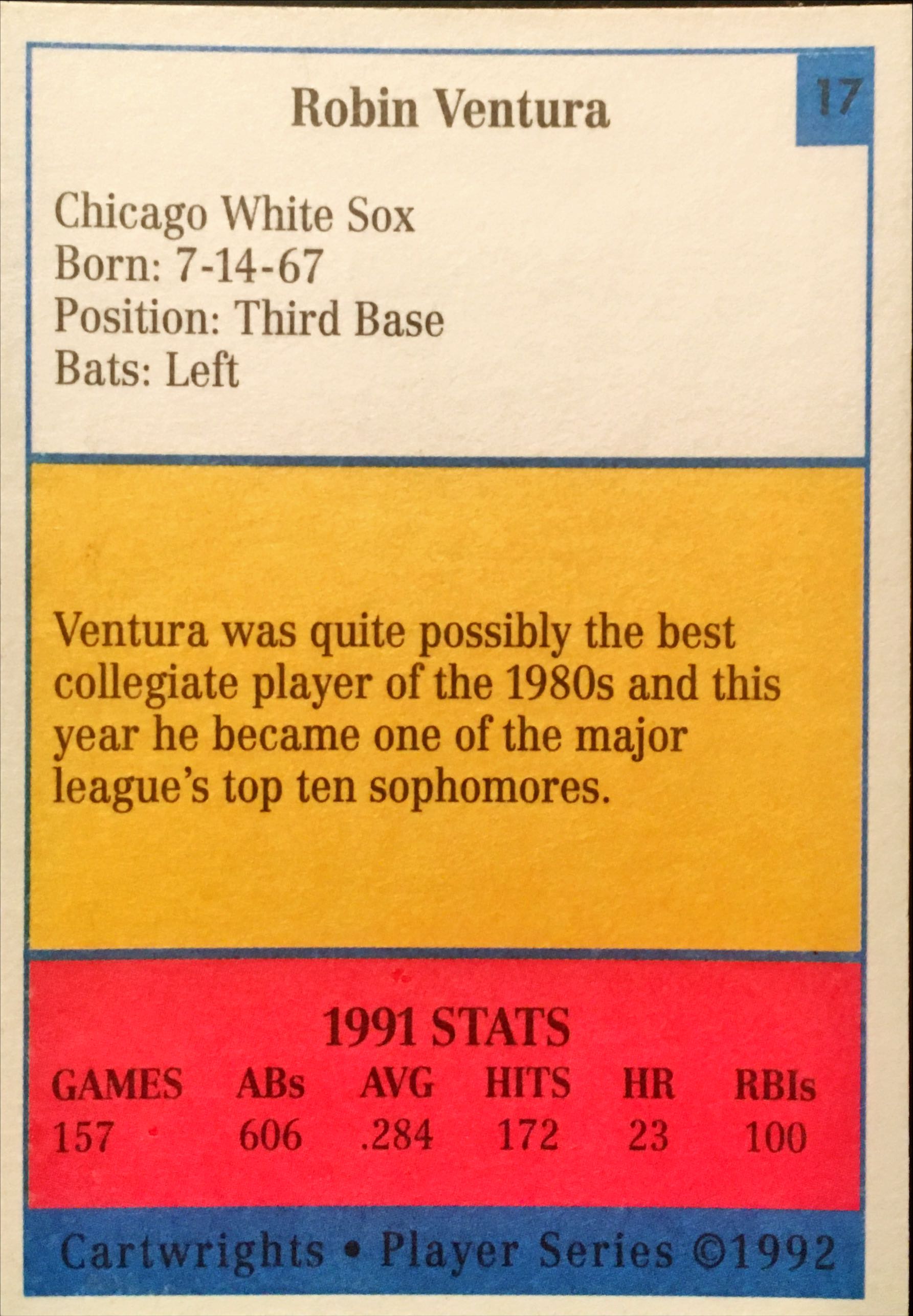 1992 Cartwrights Player Series 17 back image