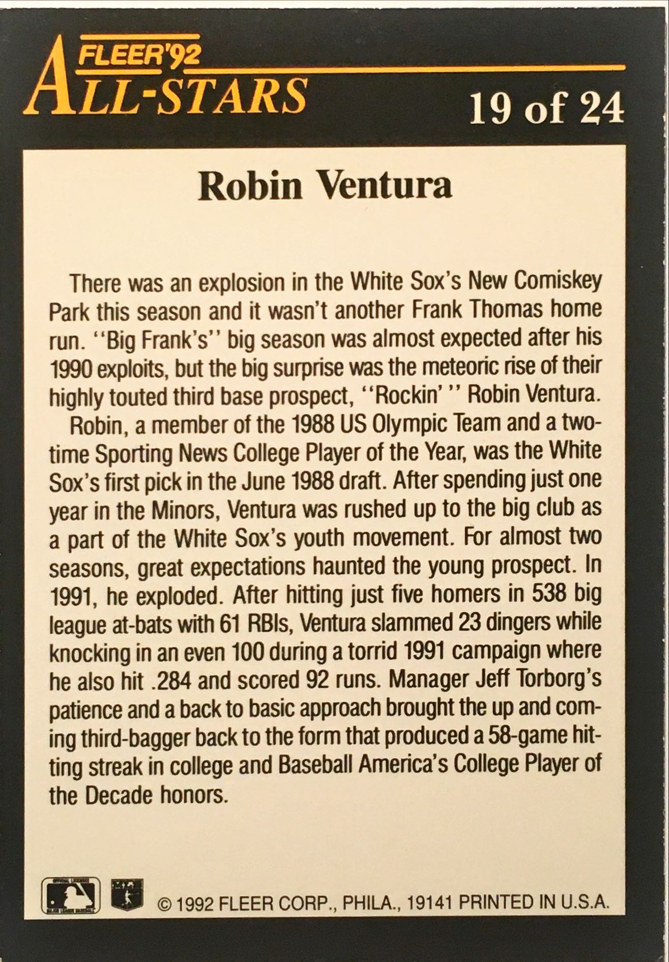 1992 Fleer All-Stars 19 back image