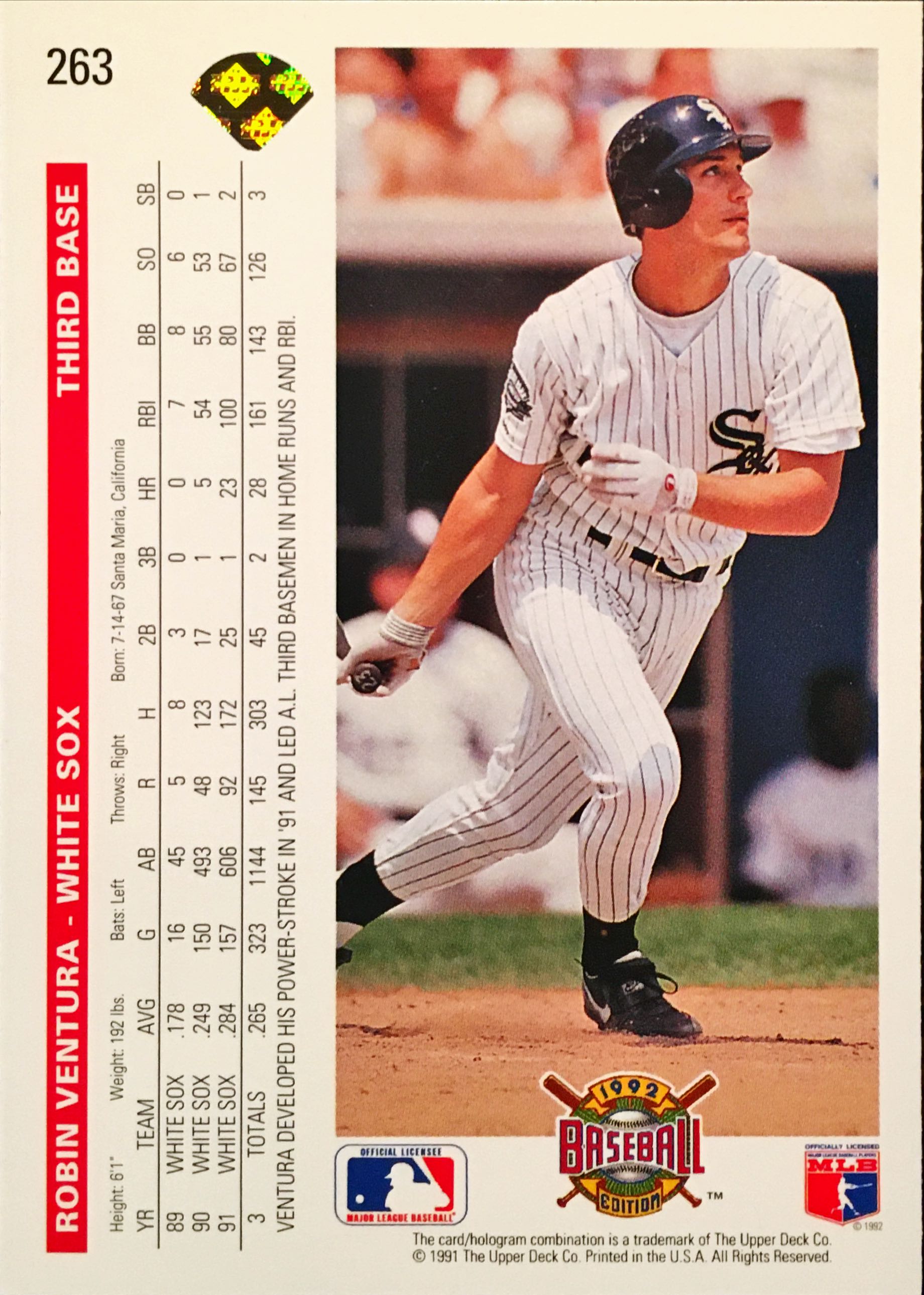 1992 Upper Deck  263 back image