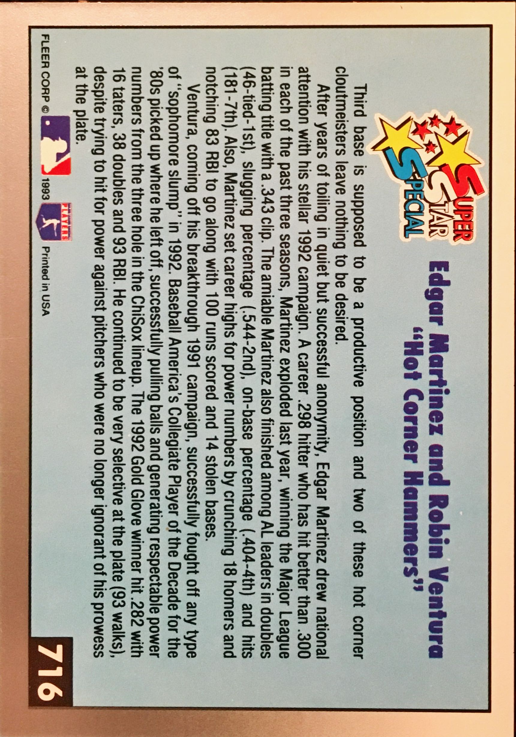 1993 Fleer  716 back image