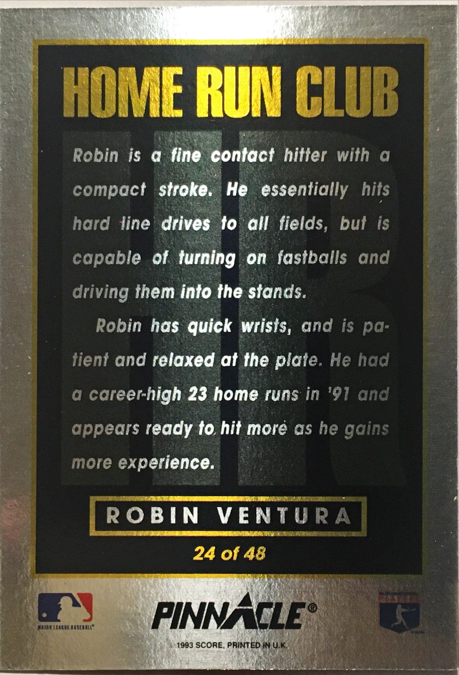 1993 Pinnacle Home Run Club 24 back image