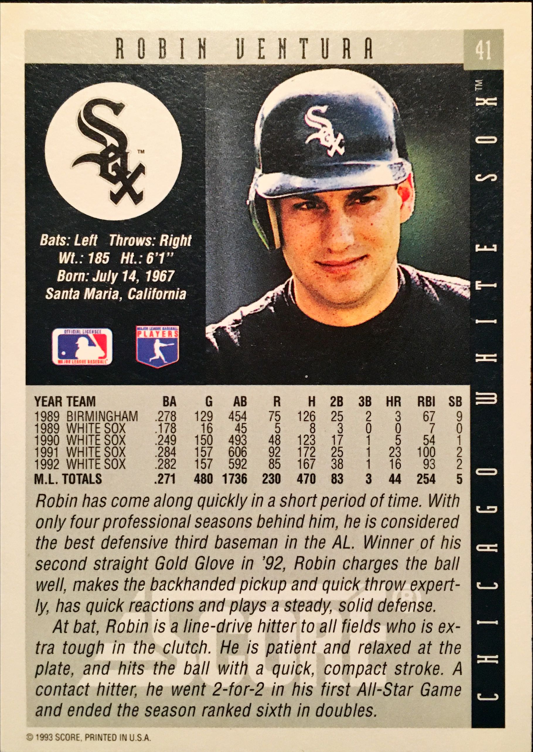 1993 Score  41 back image
