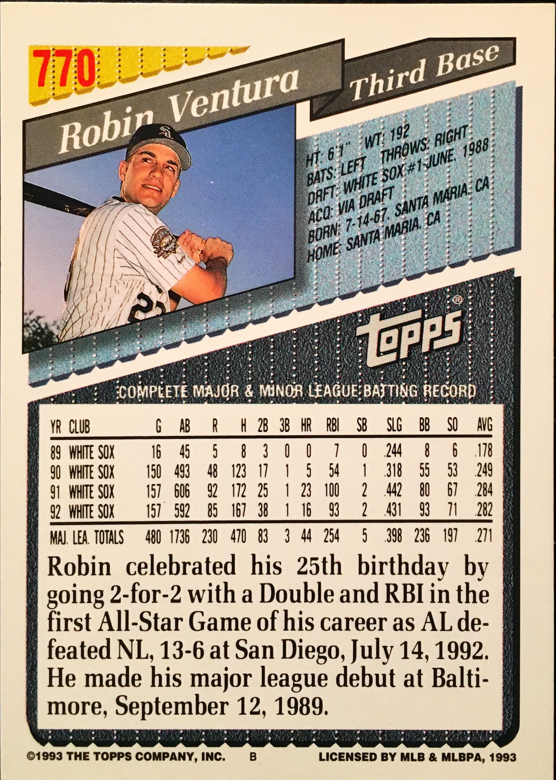 1993 Topps Inaugural Marlins 770 back image