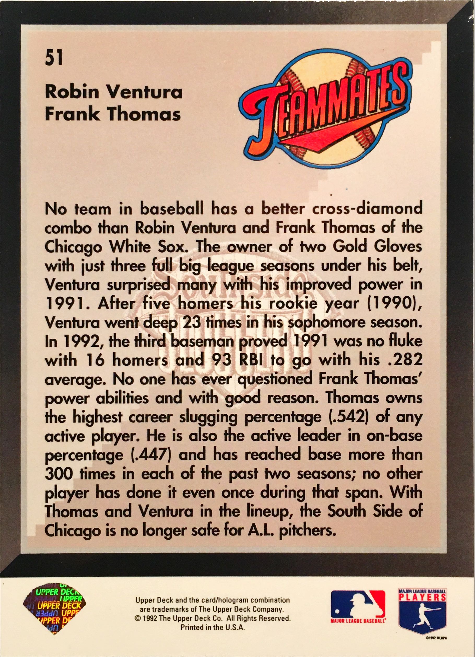 1993 Upper Deck Gold Hologram 51 back image