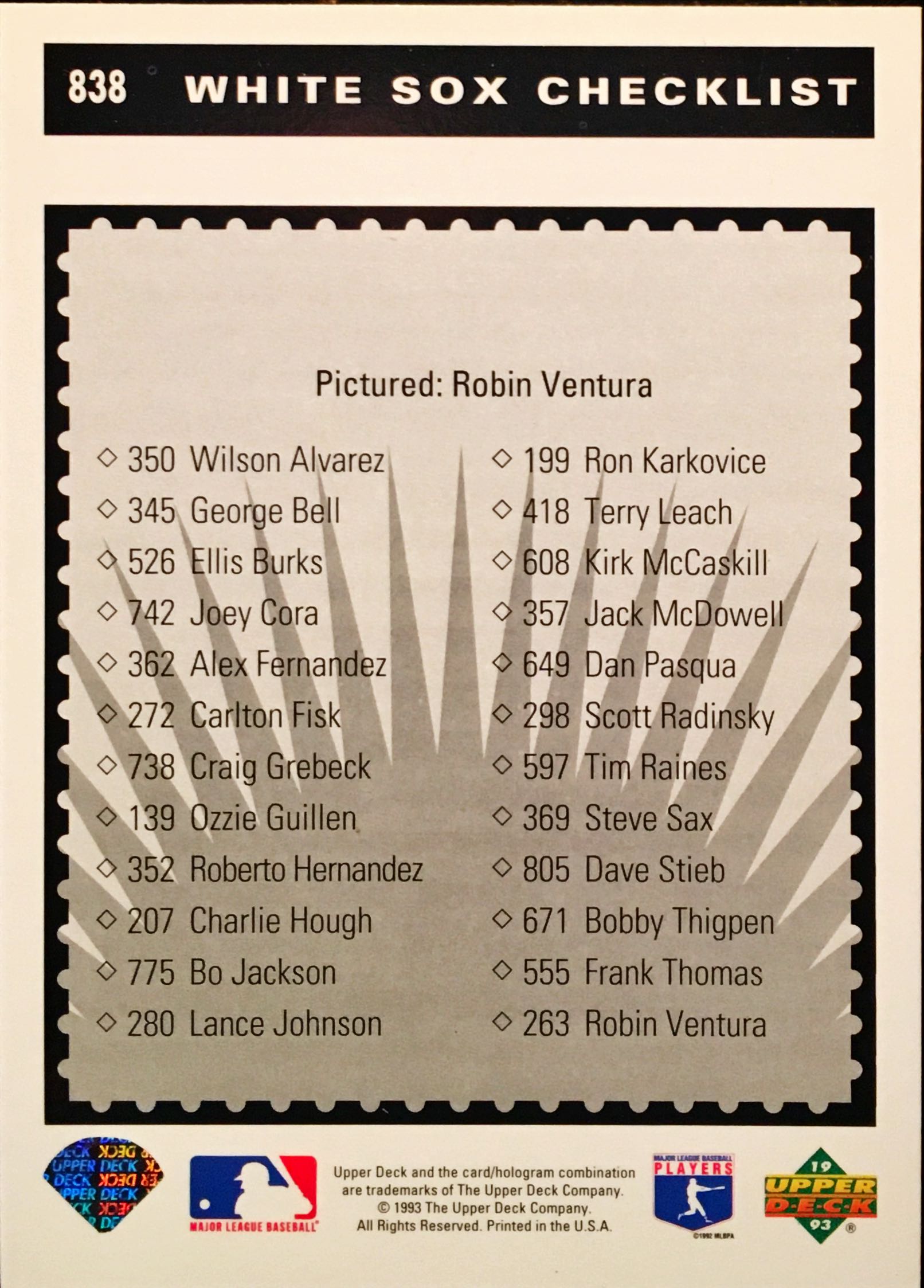 1993 Upper Deck  838 back image