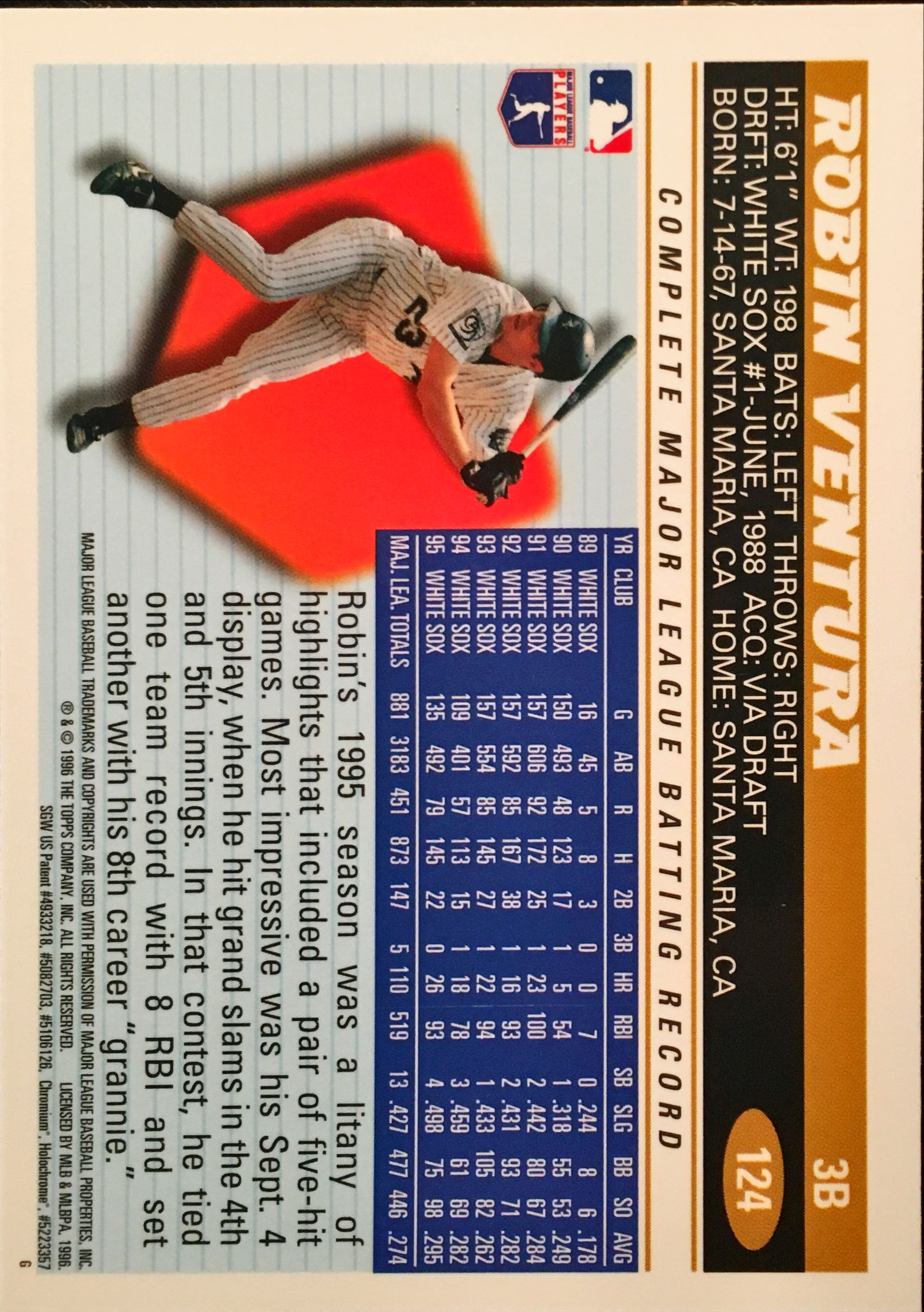 1996 Topps Chrome 124 back image