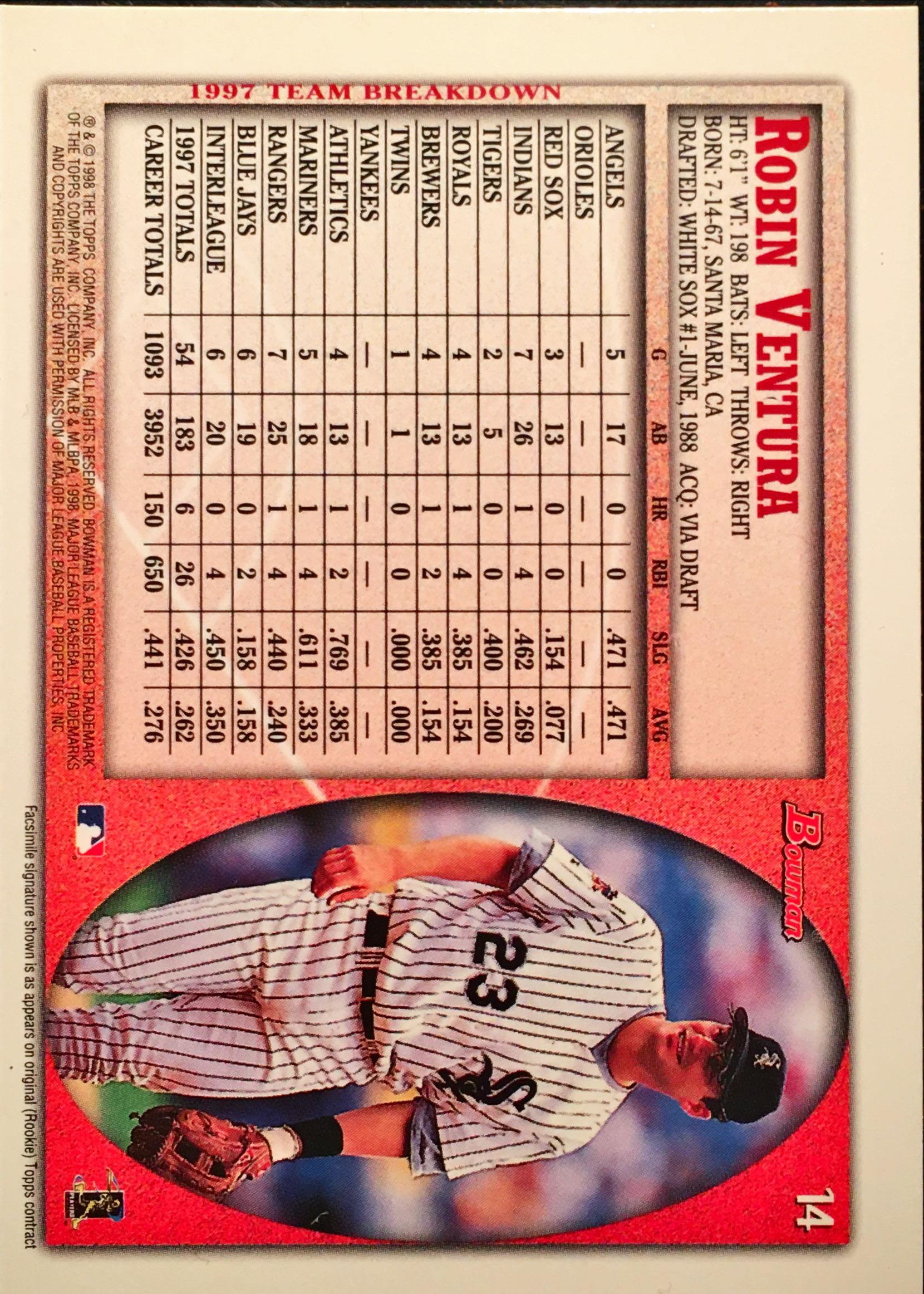 1998 Bowman International 14 back image