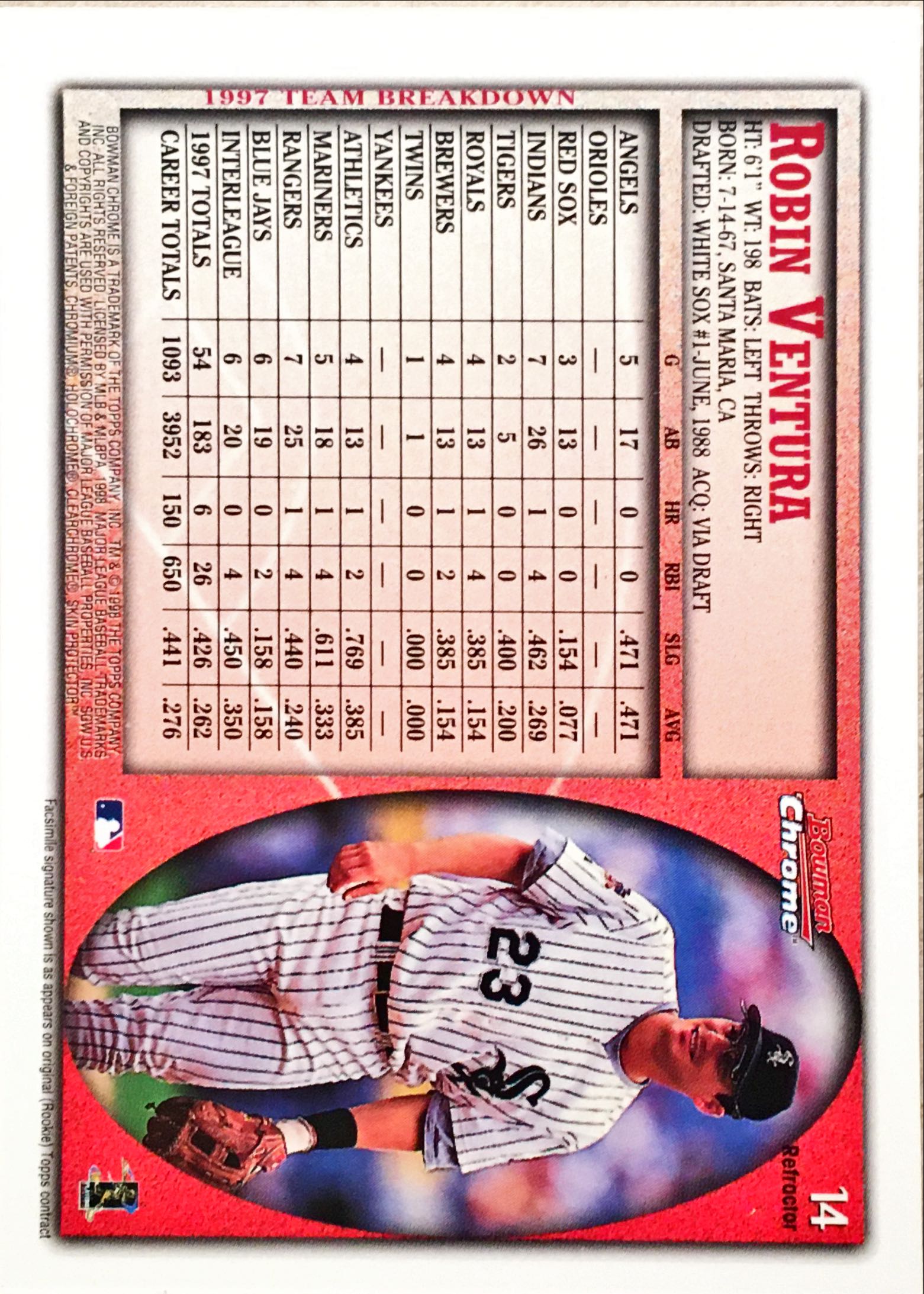 1998 Bowman Chrome International Refreactors 14 back image